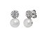 Pendientes de plata tu y yo con perla y en forma de copo de nieve circonitas brillante